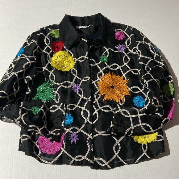 Vintage Anage 100% Silk Embroidered Jacket with lining - Picture 9 of 9